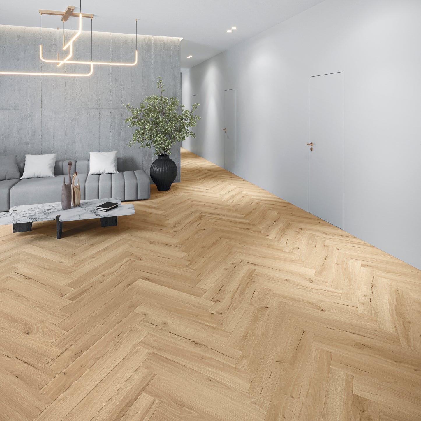 Cream Eiken Visgraat PVC