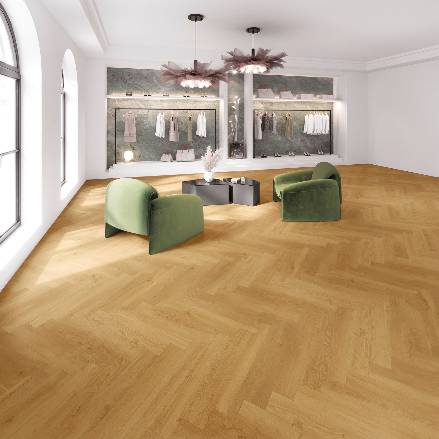 Natural Eiken Visgraat PVC