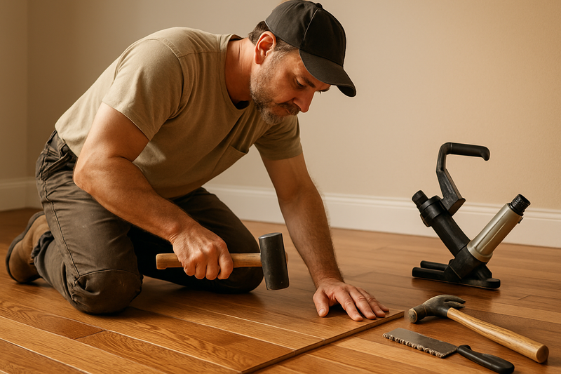 crafstman working on a floor in the theme of my site