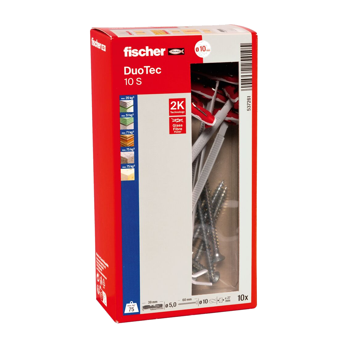 Fischer Hollewandplug DuoTec 10 S met schroef | 10 set